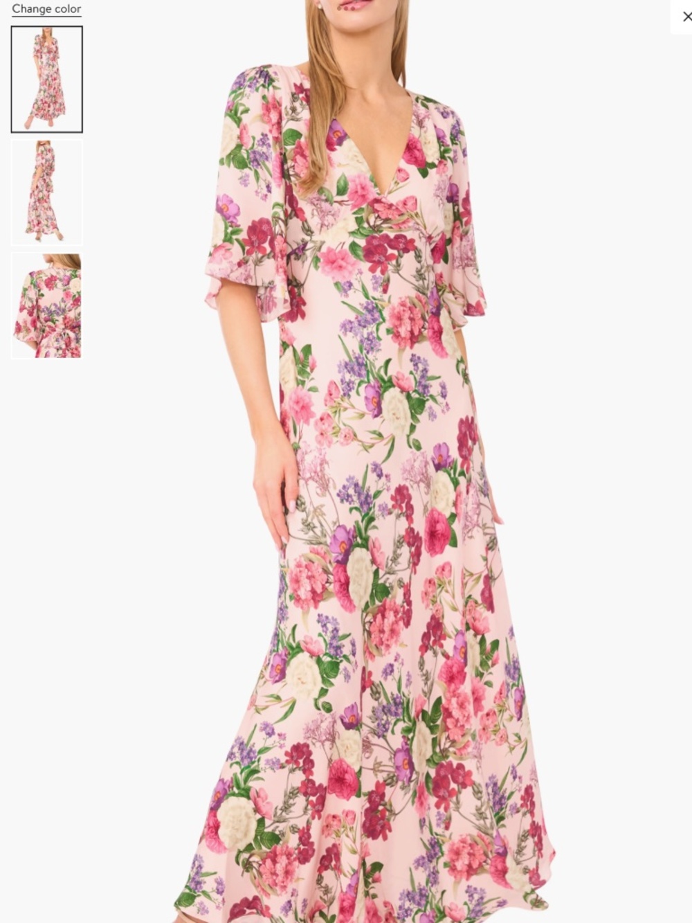 Ted Baker Briar Floral Flutter Sleeve Midi Dress, size 4